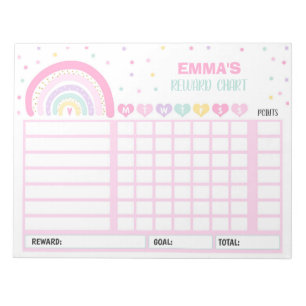 Reward Chart Rainbow Personalized Chore Chart Notepad