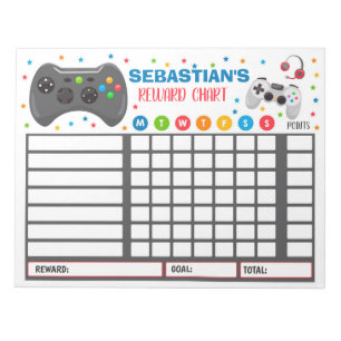 Reward Chart Video Game Personalised Chore Chart Notepad
