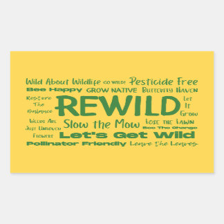 Rewild Text Yellow with Green Rectangular Sticker