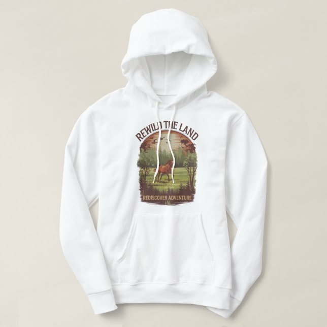 Rewild the Land Rediscover Adventure Design Hoodie (Design Front)
