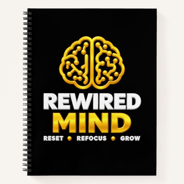 Rewired Mind Logo Spiral Notebook - Black Journal (Front)