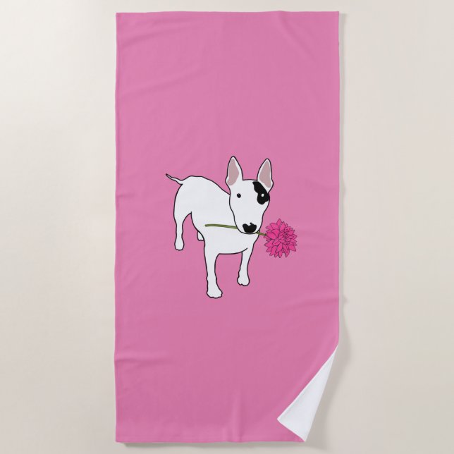Rex and flower pink beach towel (Front)