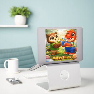 Rex and hoot happy Easter large vinyl laptop stick
