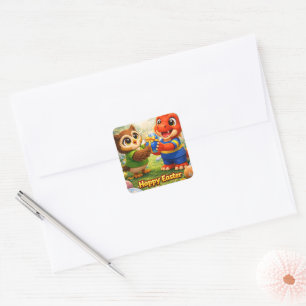 Rex and hoot happy Easter Square envelope seal