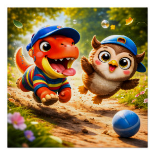 Rex and hoot playtime fun vibrant nursery wall pos poster