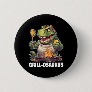 Rex Bbq Dinosaur Funny Fathers' Day Grilling 6 Cm Round Badge