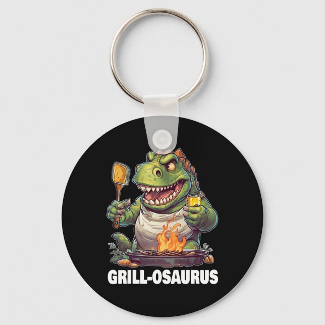 Rex Bbq Dinosaur Funny Fathers' Day Grilling  Key Ring (Front)
