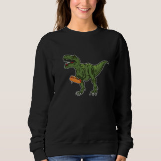 Rex Dinosaur Eating Hot Dog Sweatshirt