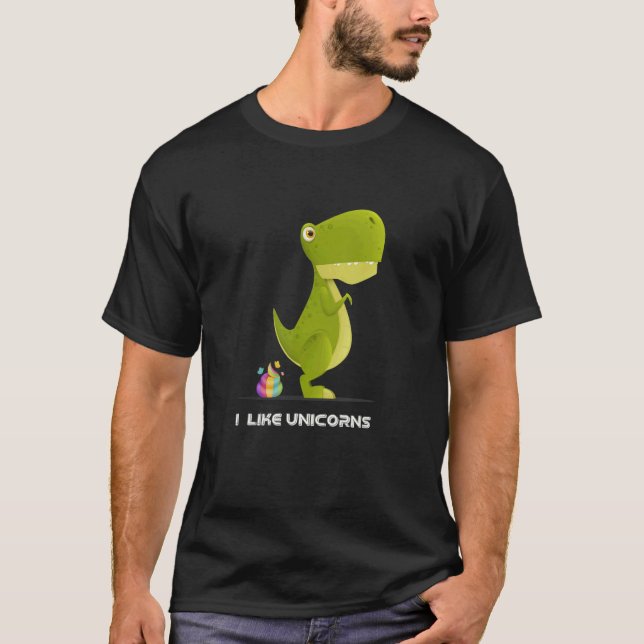 rex Dinosaur love unicorns men and women trex T-Shirt (Front)