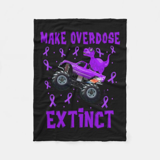 Rex Dinosaur Monster Truck Make Overdose Extinct A Fleece Blanket (Front)