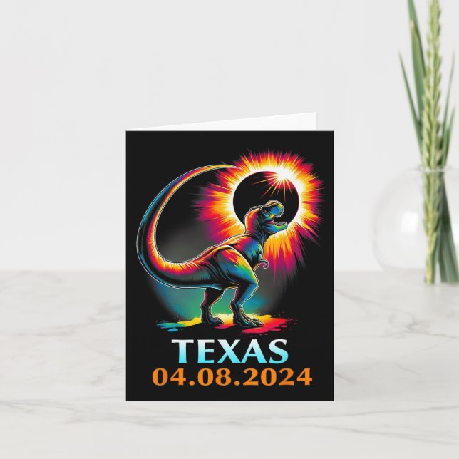 Rex Dinosaur Texas Total Solar Eclipse 2024  Card (Front)