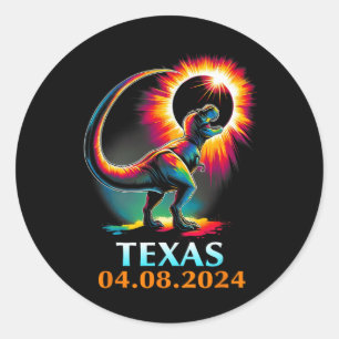 Rex Dinosaur Texas Total Solar Eclipse 2024  Classic Round Sticker