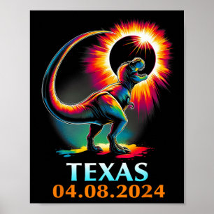 Rex Dinosaur Texas Total Solar Eclipse 2024  Poster