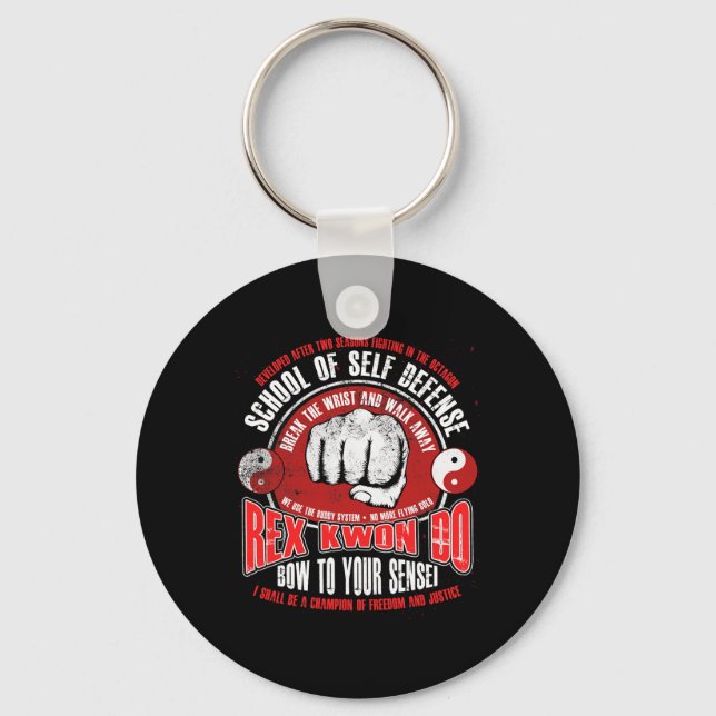 Rex Kwon Do Funny Karate Martial Arts Retro  Key Ring (Front)
