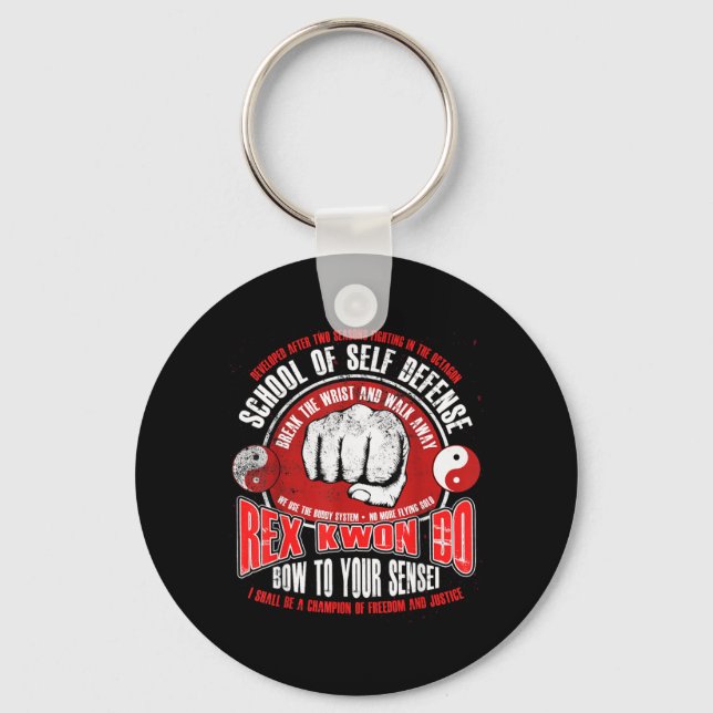 Rex Kwon Do Funny Karate Martial Arts Retro Key Ring (Front)