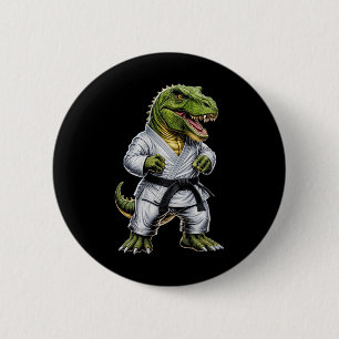 Rex Martial Arts Dinosaur Karate Judo Bjj Fighter  6 Cm Round Badge