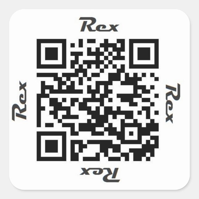 Rex QR Code Personalised NAME Sticker (Front)