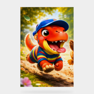 Rex, the dinosaur playtime fun vibrant vertical nu acrylic sign