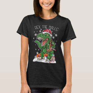 Rex The Halls Christmas T-Rex XMAS Dinosaur Gift S T-Shirt
