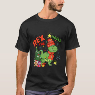 Rex The Halls Cute Kids Christmas Dinosaur for Boy T-Shirt