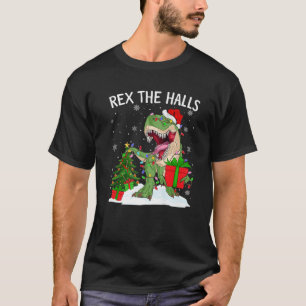 Rex The Halls Lights Xmas Tree Trex Dinosaur Chris T-Shirt