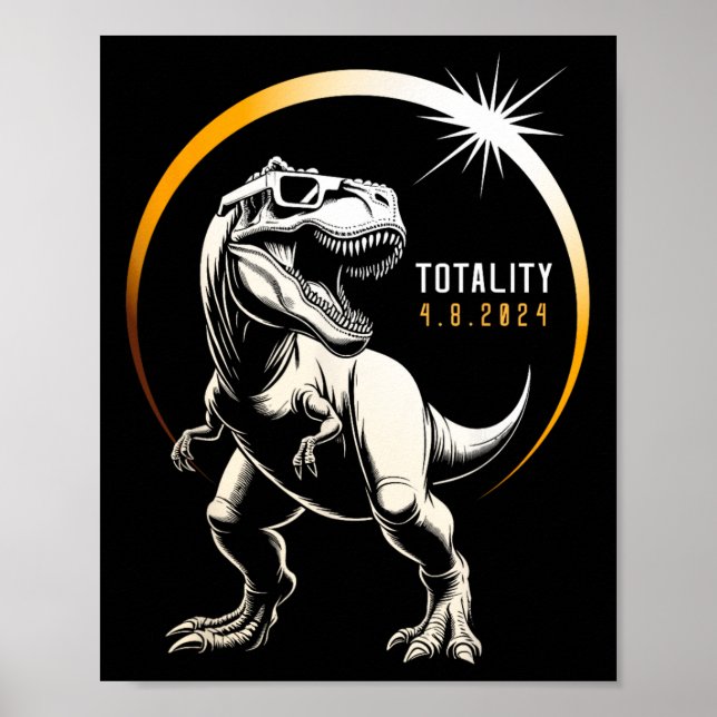 Rex Total Solar Eclipse 2024 Dinosaur April 8 Men  Poster (Front)
