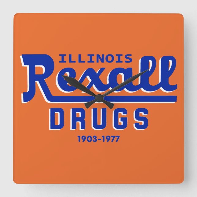 Rexall Drugs of Illinois - 1903-1977 Square Wall Clock (Front)