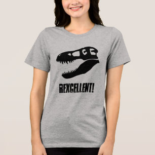 Rexcellent! T. rex Dinosaur Skull Tri-Blend Shirt