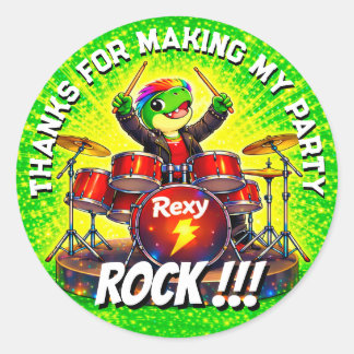 Rexy the Rockstar Birthday Party Thank You Sticker