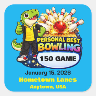 Rexy the T-Rex - Personal Best Bowling -  Square Sticker