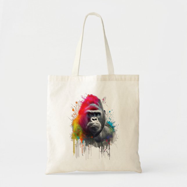 Rey de la Selva: Majestuoso Gorila Espalda Platead Tote Bag (Front)