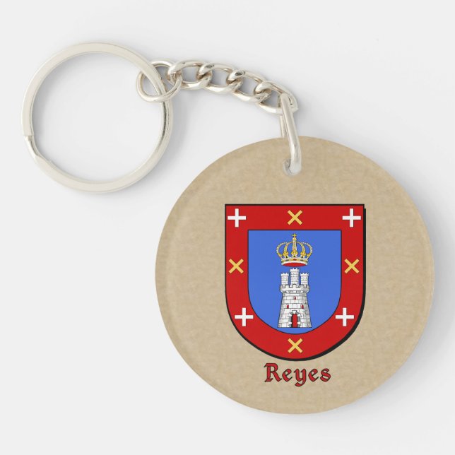 Reyes Historical Shield and Spanish Flag Key Ring (Front)