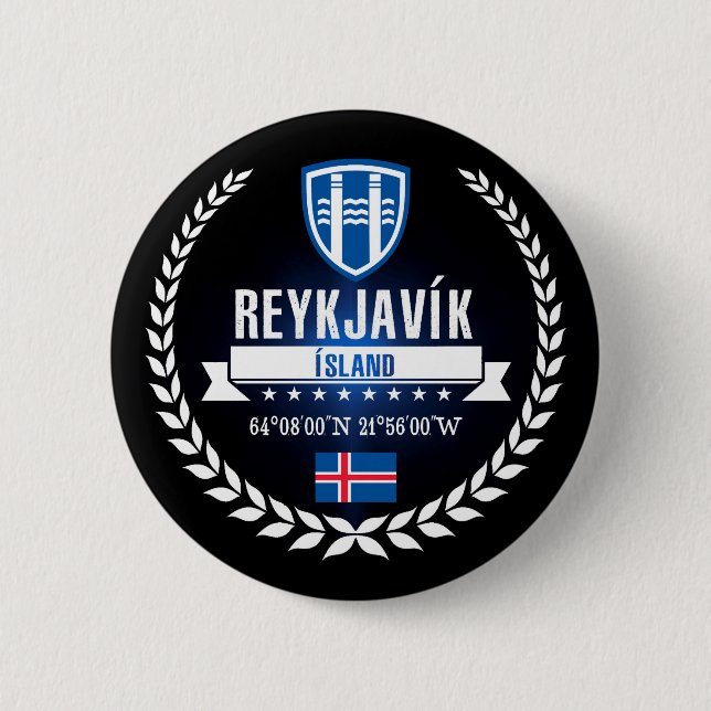 Reykjavík 6 Cm Round Badge (Front)