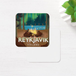 Reykjavik Camping Vintage Travel Poster