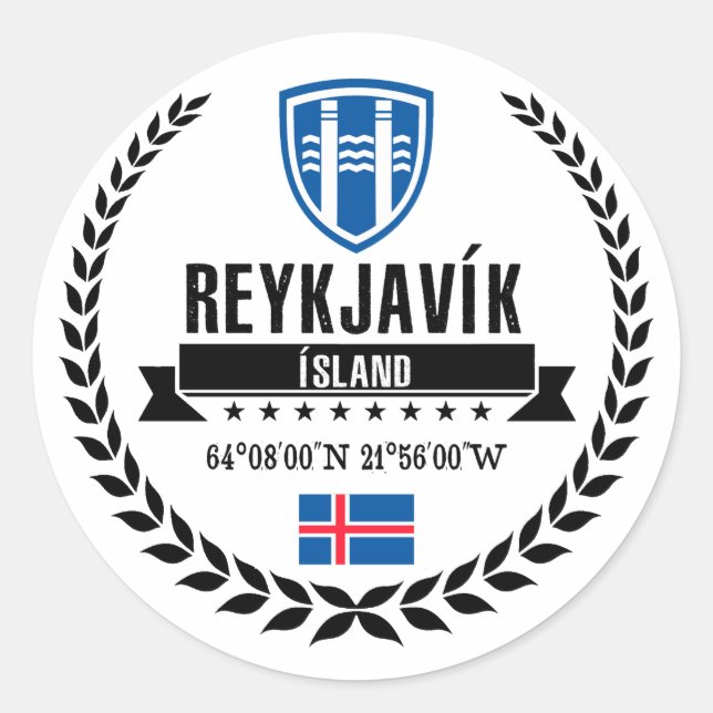 Reykjavík Classic Round Sticker (Front)