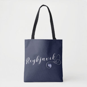 Reykjavík Heart Customisable Grocery Bag, Iceland Tote Bag