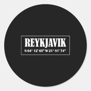 Reykjavik Iceland City Coordinates Classic Round Sticker