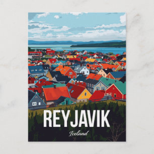Reykjavik Iceland Colorful Cityscape Postcard