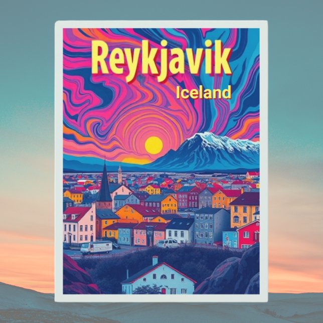 Reykjavik Iceland holiday colourful Retro Postcard (Creator Uploaded)