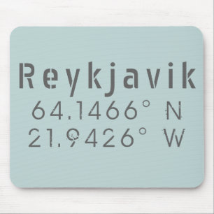Reykjavik Iceland Latitude Longitude Mouse Pad