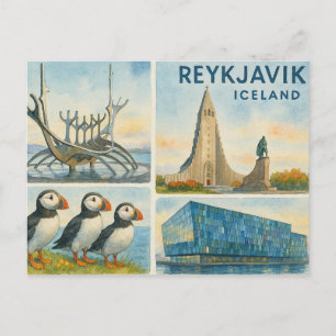 Reykjavik Iceland multiview  Holiday Postcard