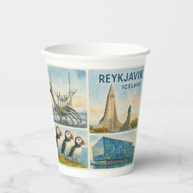 Reykjavik Iceland multiview  Paper Cups (Front)
