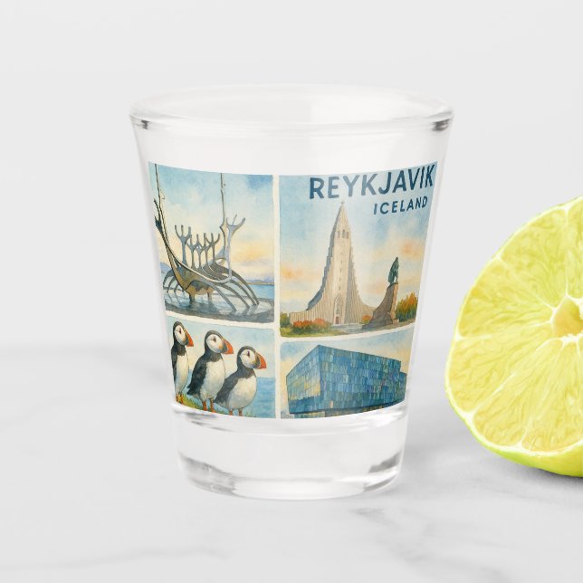 Reykjavik Iceland multiview  Shot Glass (Front)
