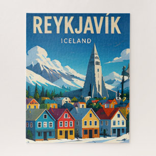Reykjavik Iceland Northern Lights Cityscape Jigsaw Puzzle