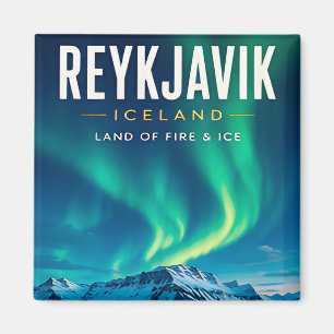 ❄️ Reykjavik Iceland Northern Lights Home Decor 🌌 Magnet