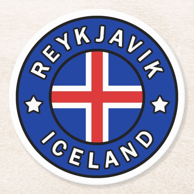 Reykjavik Iceland Round Paper Coaster (Front)