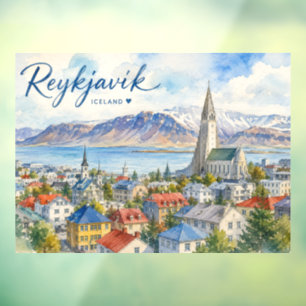 Reykjavik Iceland souvenir watercolor