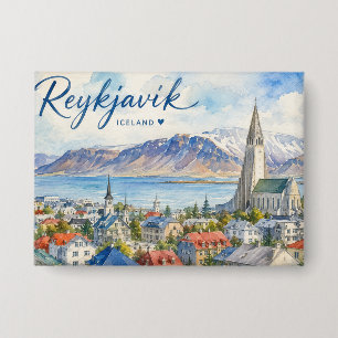 Reykjavik Iceland souvenir watercolor
