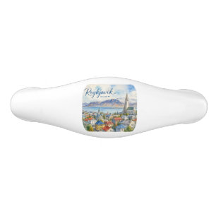 Reykjavik Iceland souvenir watercolor Ceramic Drawer Pull