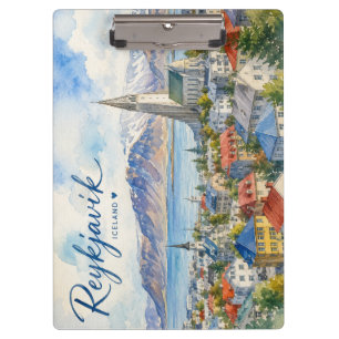 Reykjavik Iceland souvenir watercolor Clipboard